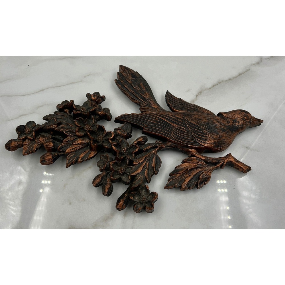 Vintage Coppercraft Guild Bird on Flower Branch Wall Hanging Faux Copper